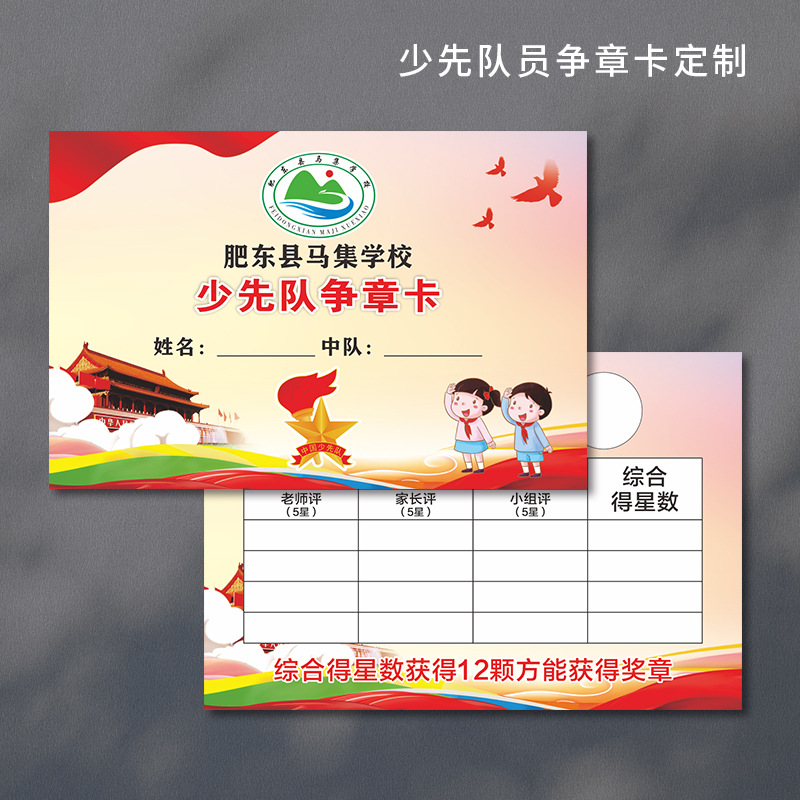 少先队员争章记录卡制作红领巾集章卡片小学生雏鹰奖章评选表