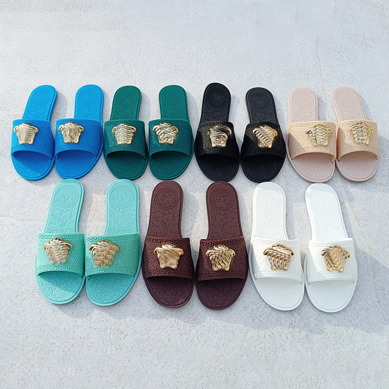 Flat Slippers for Women Ins Popular One-Word Sandals 2023 Summer New European and American Fashion Slipper Outdoor Slippers