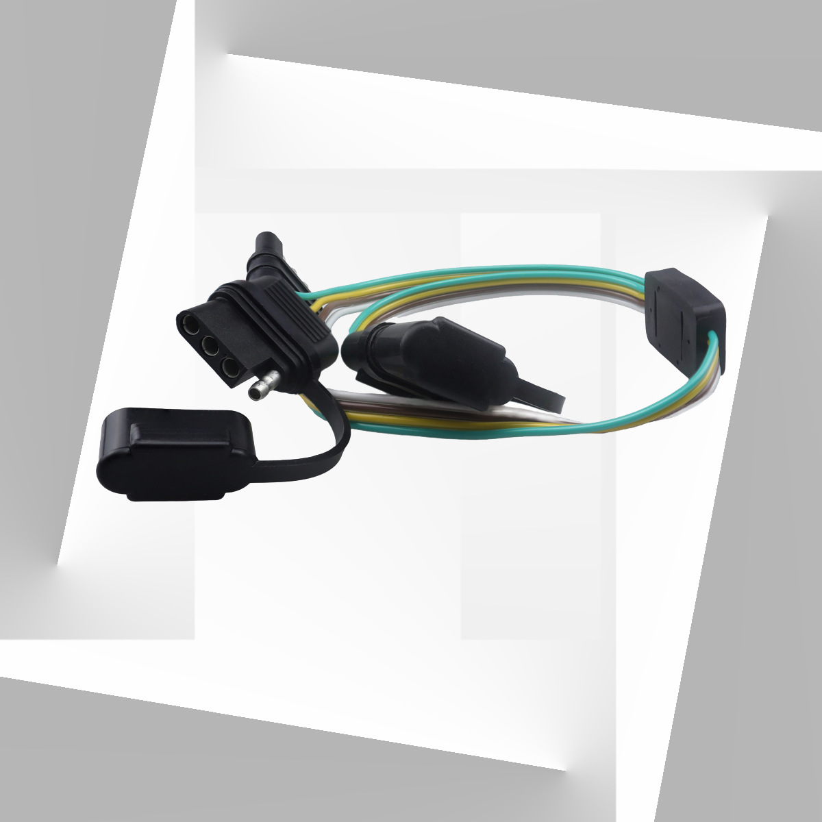 美式拖车插头线 一拖二四芯线束 4孔sae转接头车灯电源线 公母线