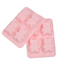 小熊硅胶模4格熊形果冻模具硅胶蛋糕模具 活底卡通动物饼干模糖果