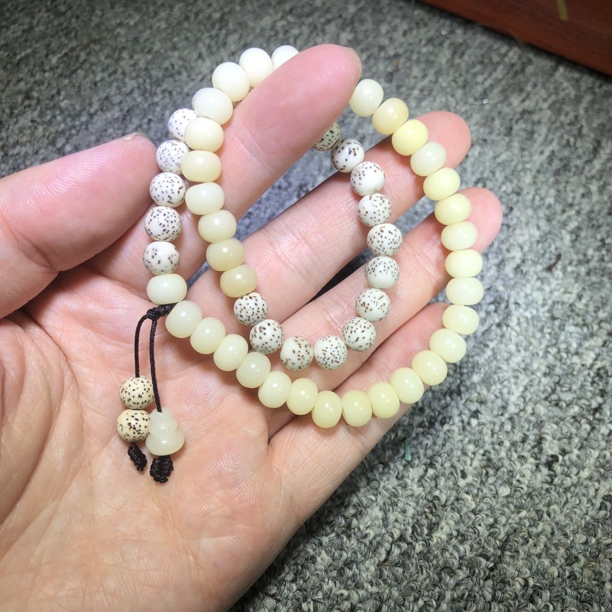 精品白玉菩提根搭配星月菩提双圈手串佛珠手链男女款木作文玩珠串