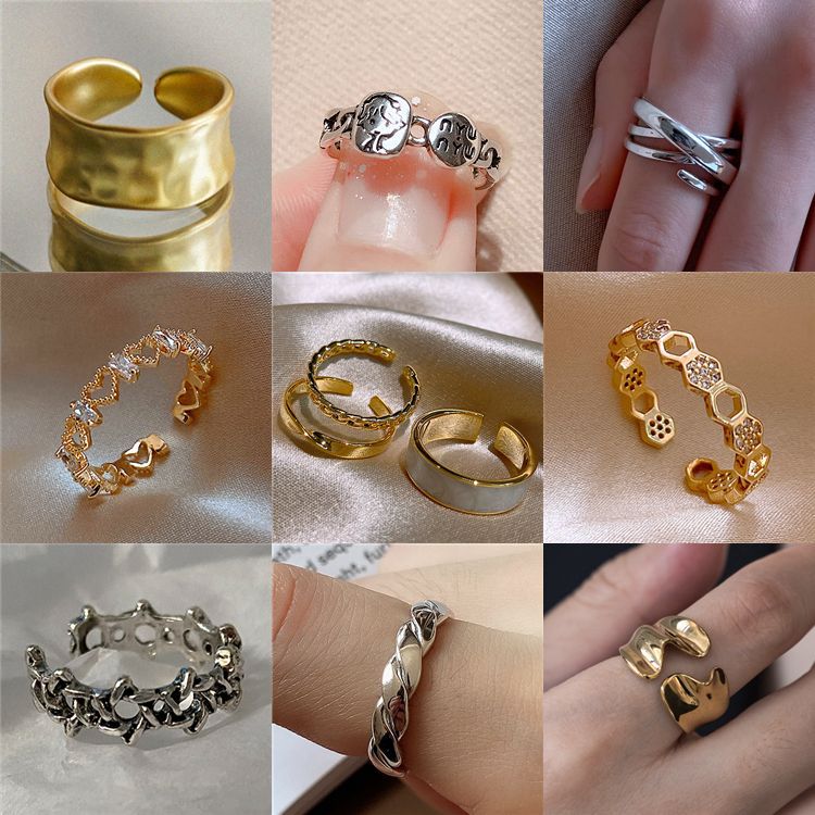 Korean Style Sense of Design Ins Fashion Unique Geometric Ring TikTok Set as in Same Style Index Finger Ring