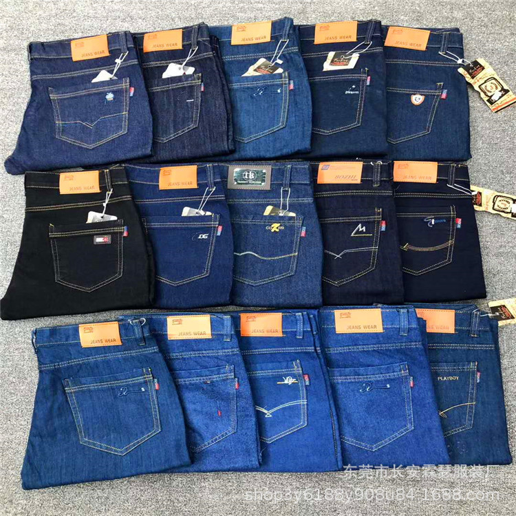 Mens Jeans Guangzhou Factory Men's Loose Straight-Leg Denim Trousers Miscellaneous Tail Goods in Stock First-Hand Supply