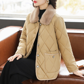 妈妈冬装棉衣时尚短款羽绒棉服洋气中年女秋冬小棉袄50岁加厚外套