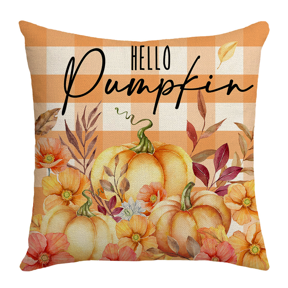 2024 New Autumn Pumpkin Dwarf Farm Linen Pillow Amazon Household Goods Sofa Pillow Cases Wholesale