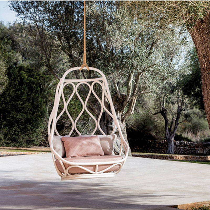 户外秋千吊椅庭院花园阳台吊篮藤椅室外铝合金架单人悬挂吊椅