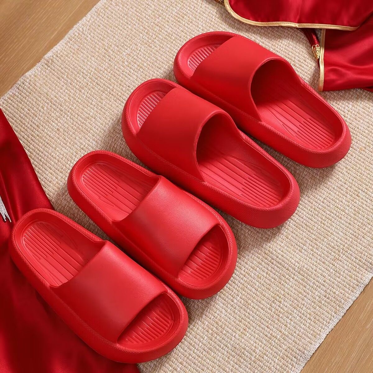 Wedding Slippers Wedding Dowry Festive a Pair in Red Bridal Couple Indoor Home Wedding Wedding Wedding Sandals