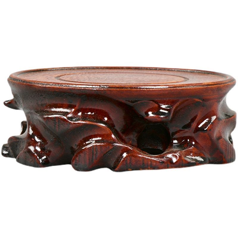 工艺品底座红木实木托架摆件石头奇石盆景花瓶花盆香炉佛像圆形