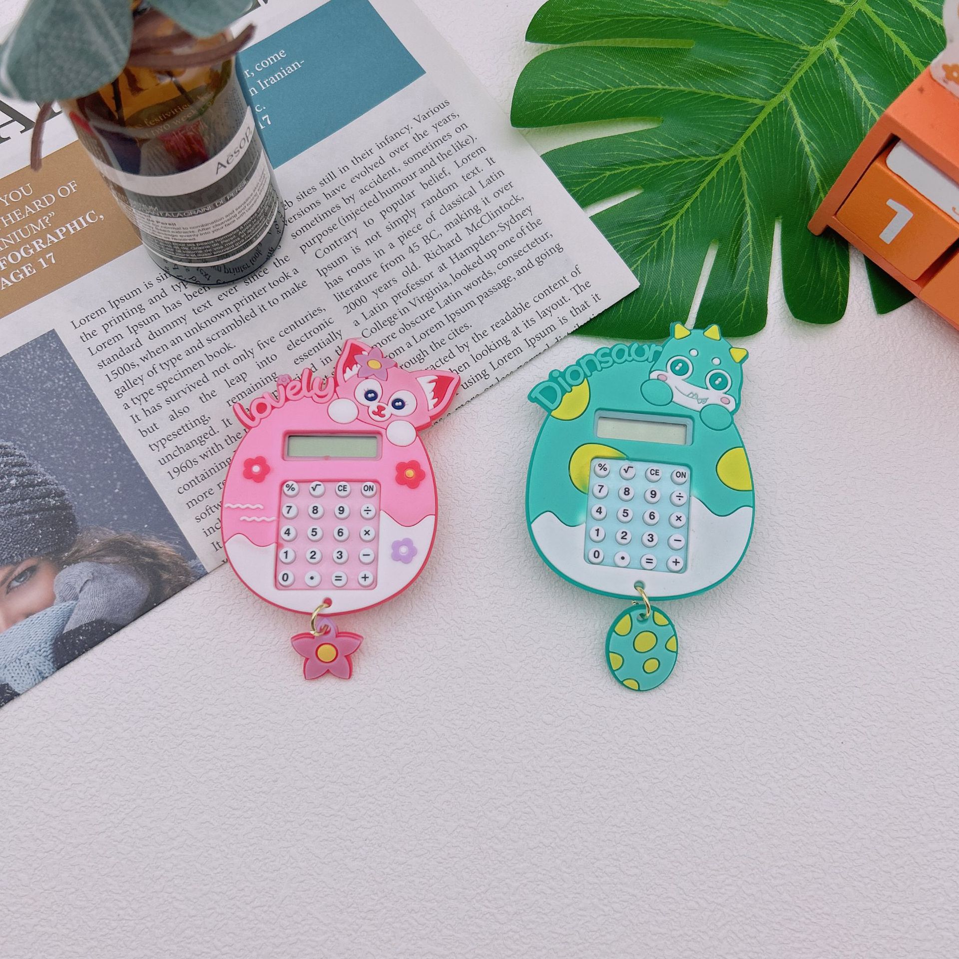 New Strawberry Bear Calculator Cartoon Key Button Women's Bag Pendant Doll Little Creative Gifts Accessories Wholesale