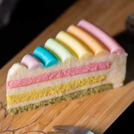 七彩彩虹慕斯蛋糕8英寸彩虹蛋糕 冷冻慕斯切块蛋糕 咖啡厅甜品