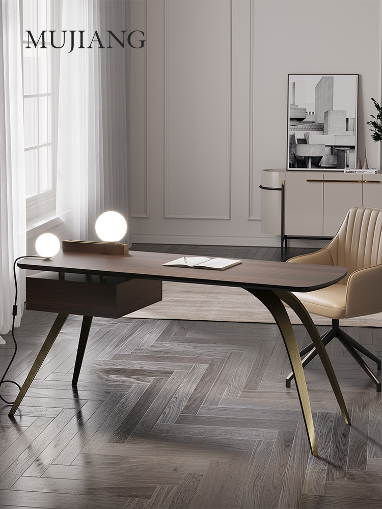 北欧现代桌子设计师创意办公室实木电脑桌书桌两用家用办公桌