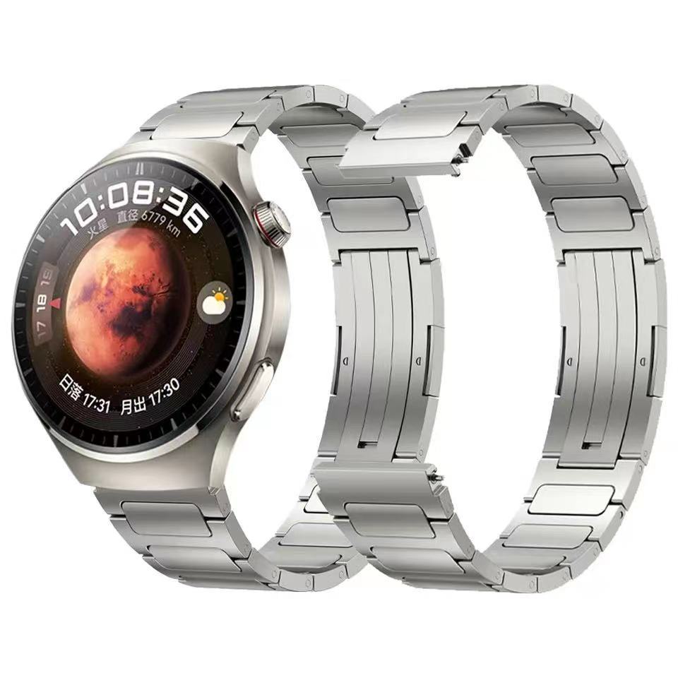 适用华为watch gt4pro三珠不锈钢表带gt4 46mm腕带gt2