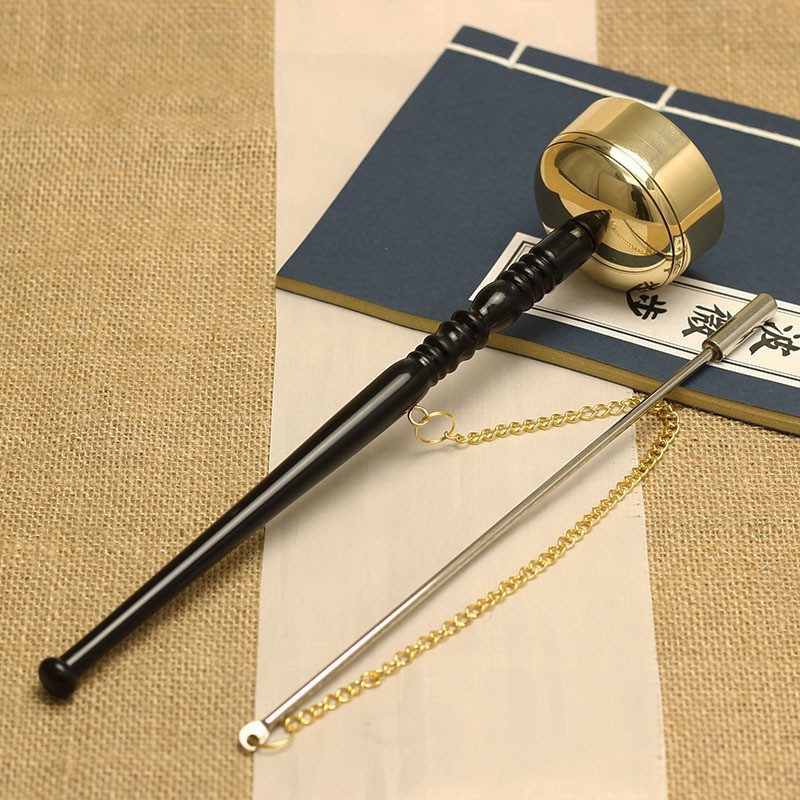 佛具家用室内风水摆件纯铜直柄直杆引磬铜磬助念法器木鱼档子铪子