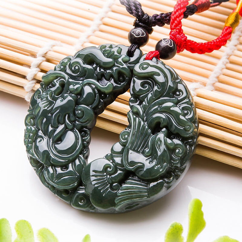 新疆和田玉龙凤牌龙凤玉佩项链情侣款玉吊坠青玉玉石定情玉坠挂件