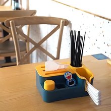 多功能餐桌纸巾盒筷子筒餐厅客厅桌面储物盒手机支架牙签盒汤勺盒