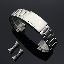 手表钢带配件不锈钢弧口表带包片带钢带镂空表弯耳手表带20/22mm