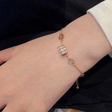 韩国网红气质钛钢小蛮腰三环镶钻手链小众设计高级不掉色女饰品