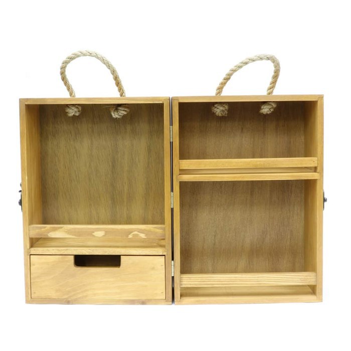 户外调味收纳箱旅行野餐烧烤手提箱便携木质置物盒架香樟木调味盒