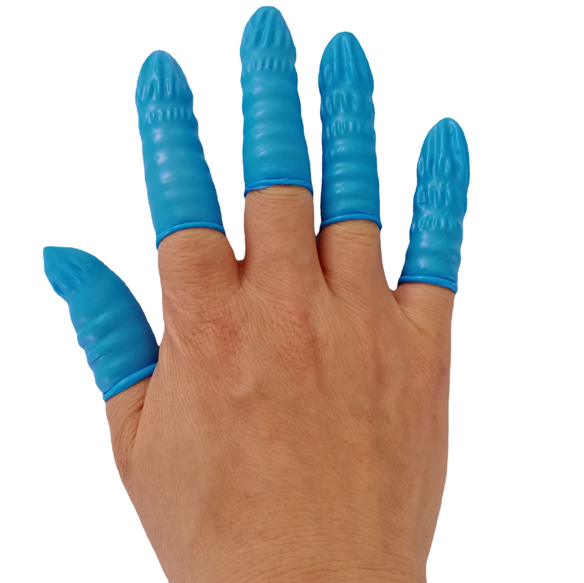 Disposable Wande Blue Nitrile Coil Finger Sleeve Sulfur-Free Silicone Oil Nitrile Anti-Static Finger Sleeve Electronic Industry