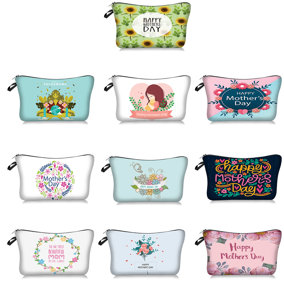 Cross-Border New Arrival Mother's Day Series Cosmetic Bag Handheld Storage Wash Bag INS Style Lazy Portable Travel Bag Factory Direct Sales