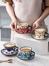 波兰陶瓷咖啡杯碟套装杯子家用办公室水杯感礼盒装