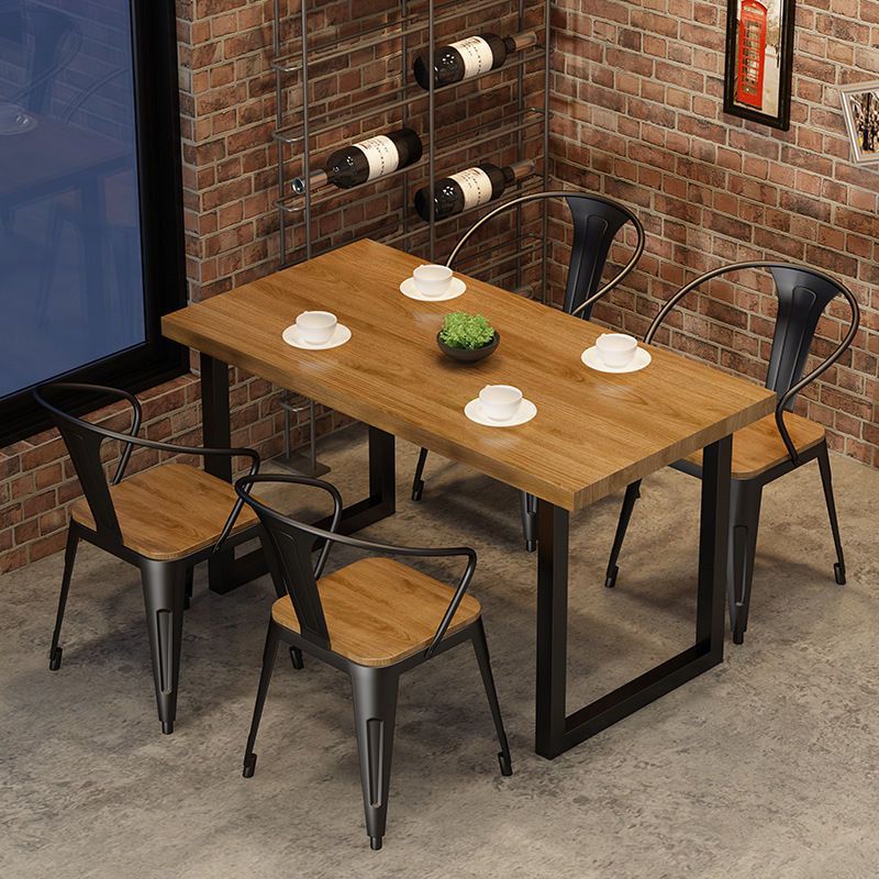 Solid Wood Leisure Iron Canteen Dining Table in Dining Room Sub Industrial Style Simple Retro Barbecue Restaurant Bar Dining Tables and Chairs Set