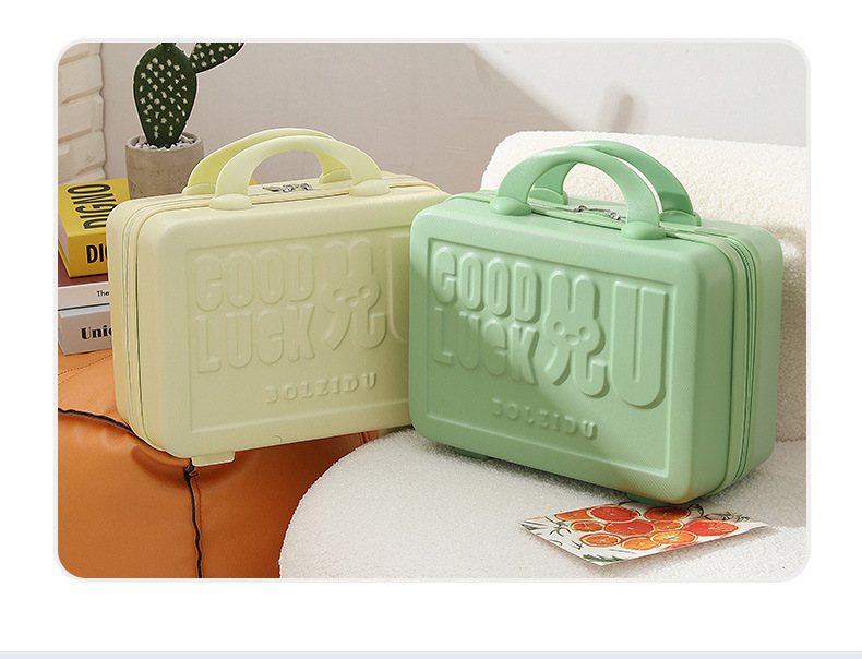 手提箱糖果色卡通行李箱女迷你化妆箱子14寸小型轻便旅行箱可爱包