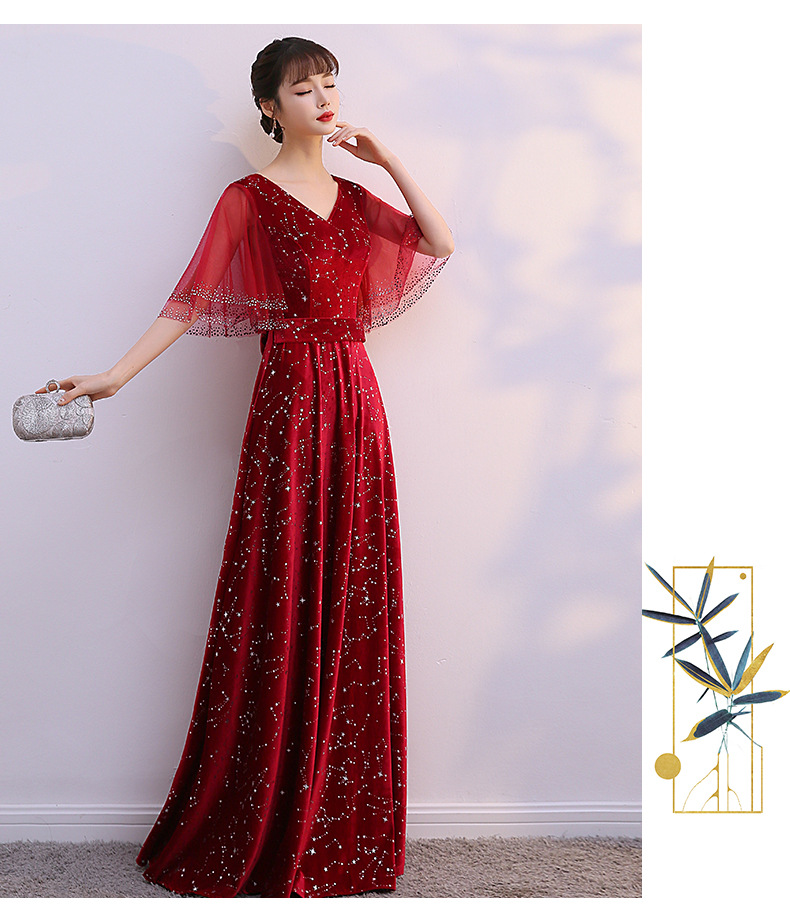 大合唱演出服女主持人晚礼服成人合唱团长裙女气质新款独唱礼服