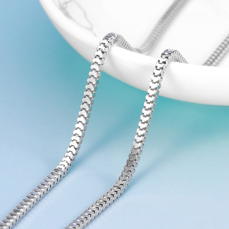 方圆蛇骨链s925银项链男士女银链子无吊坠粗裸链50cm长款单链55cm