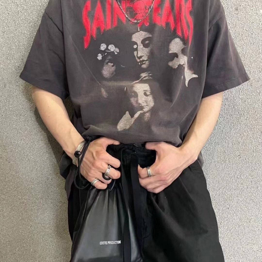 saint michael the faces tee 圣母脸 背后小恶魔短袖 vintage