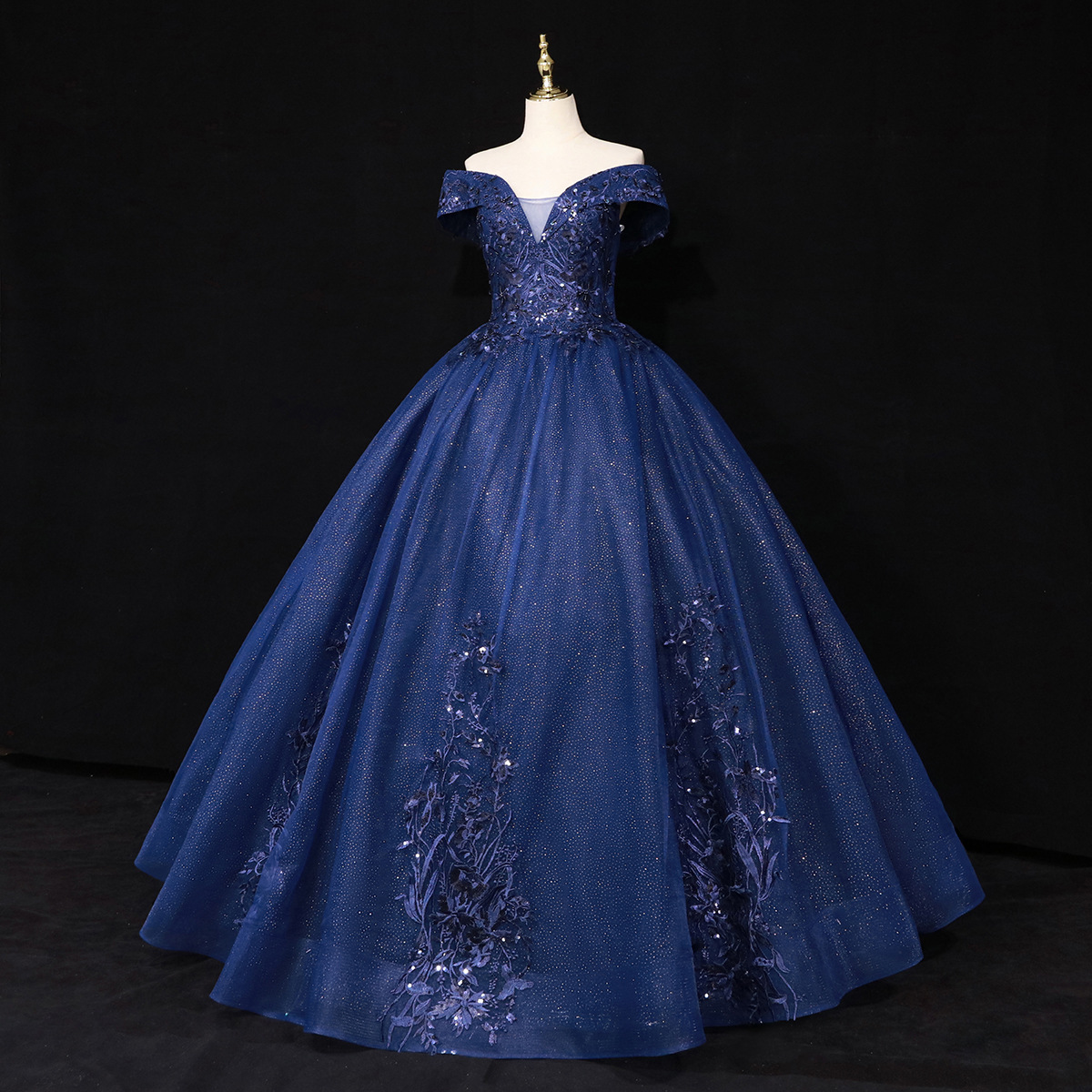 速卖通亚马逊婚纱礼服女2023正式舞会演出服新娘一字肩蓬蓬裙供应