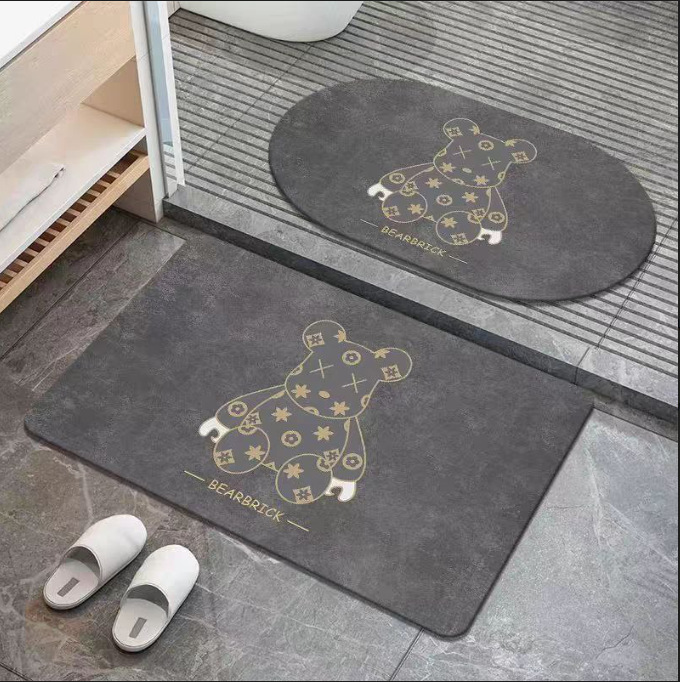 Soft Diatom Ooze Soft Floor Mat Bathroom Absorbent Mat Bathroom Step Mat Toilet Non-Slip Mat Household Quick-Drying Doormat