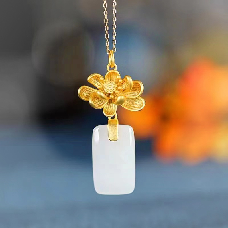 尼泊尔老金款14k包金莲花夹扣扣头复古吊坠空托搭配方牌水滴金色