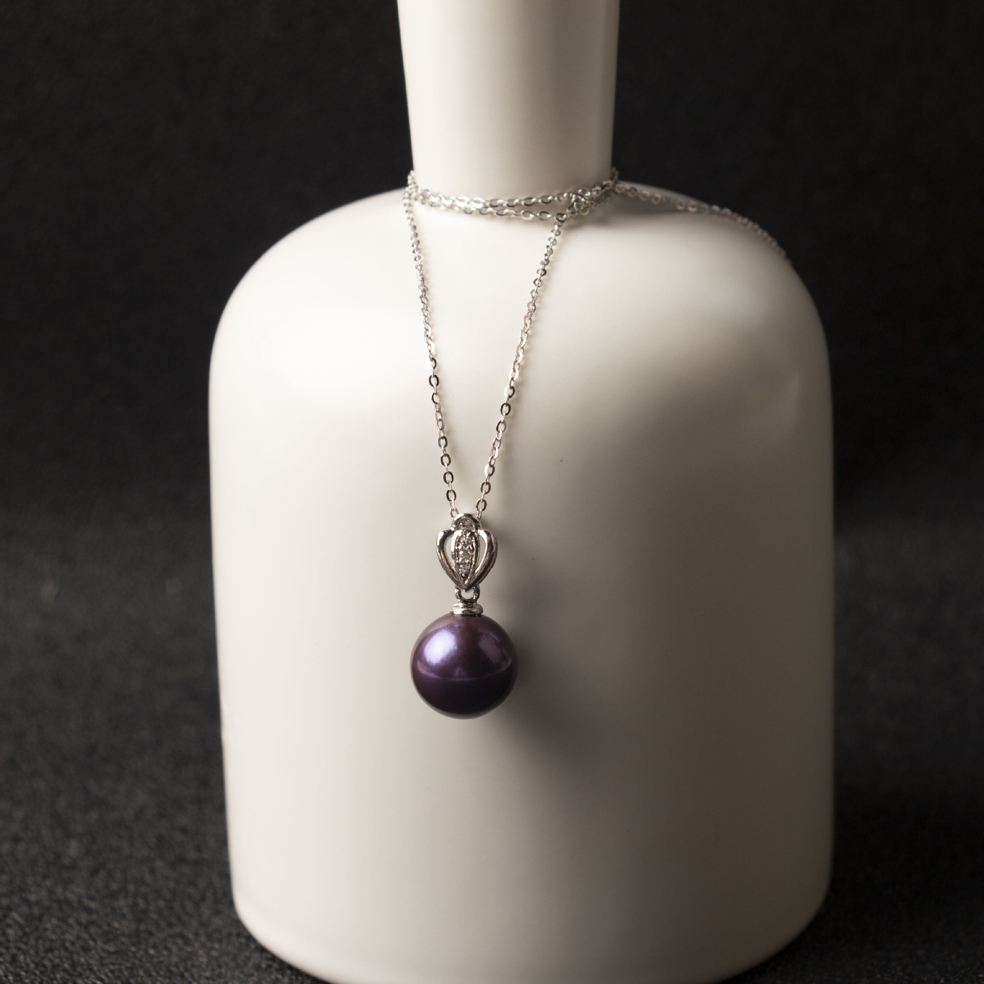 天然爱迪生淡水珍珠项链吊坠饰品正圆强光无暇s925银链女小众批发