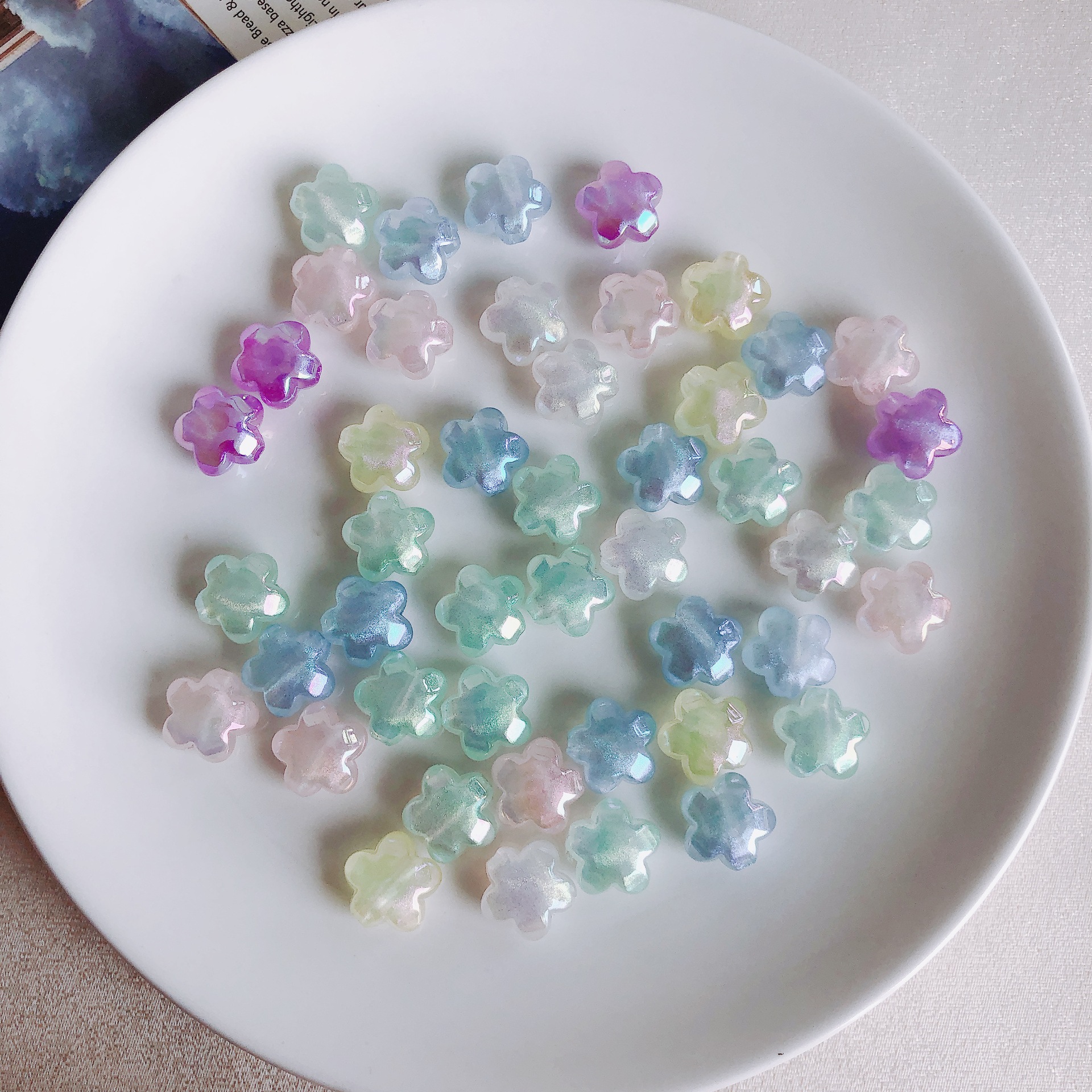 亚克力彩色五角星直孔散珠串珠发饰手链项链耳环手工diy配件饰品