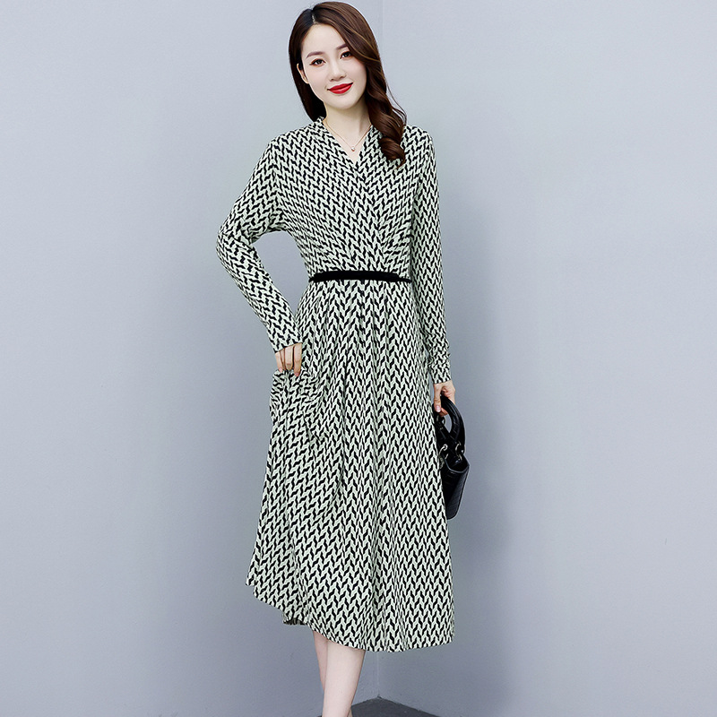 奢华哥弟情春秋长袖连衣裙女高贵优雅气质中年妈妈装桑蚕丝中长裙