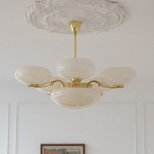 法式artdeco风格蛋白石黄铜吊灯 中古北欧美式复古客厅卧室吊灯具
