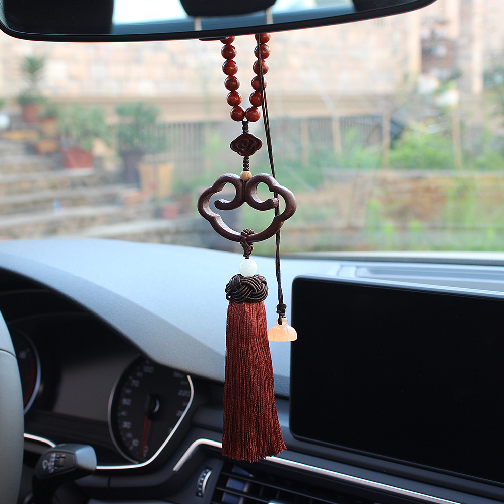 高档汽车挂件保平安符车内饰品吊饰男女士车载桃木后视镜吊坠挂饰