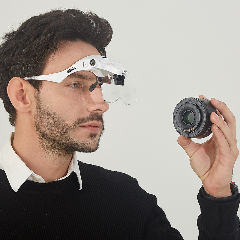 放大镜老人阅读高清眼镜头戴式高倍1000儿童鉴定维修专用100带灯