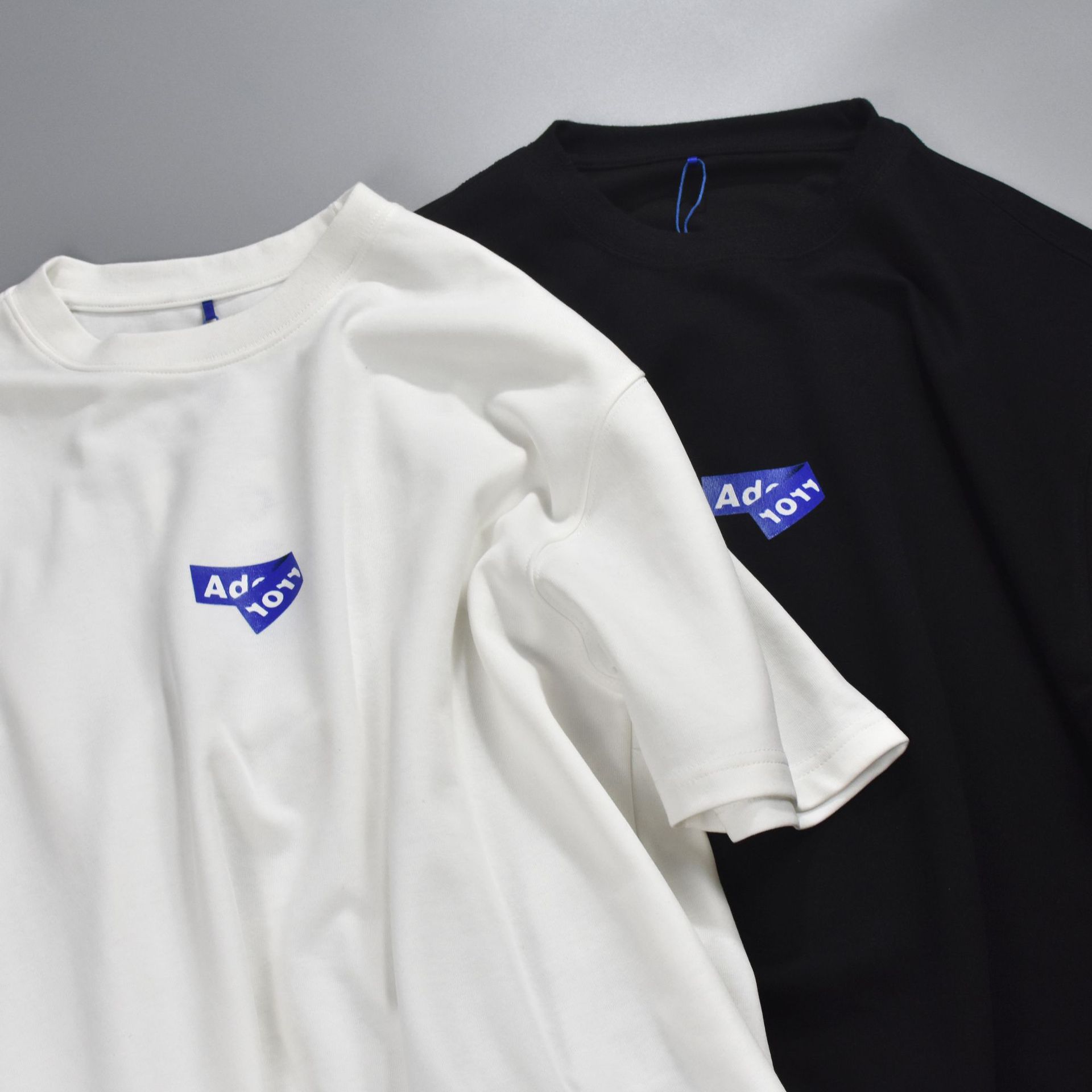 ader对折短袖中标蓝色涂鸦侧标字母2022夏宽松简约韩版inst恤男女