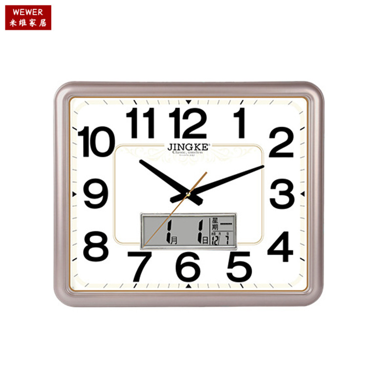 Jingke Factory Direct Sales Retro Chinese Square Home Large Living Room Bedroom Decoration Wall Clock Mute Scanning School