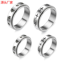 跨境新品不锈钢转动戒指男士戒指钛钢戒指可刻字时尚个性饰品批发