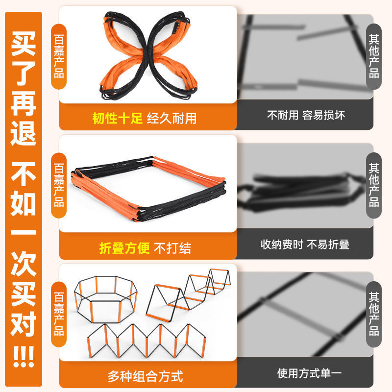 体能训练道具运动敏感梯蝴蝶敏捷梯儿童能固定式软梯足球训练绳梯
