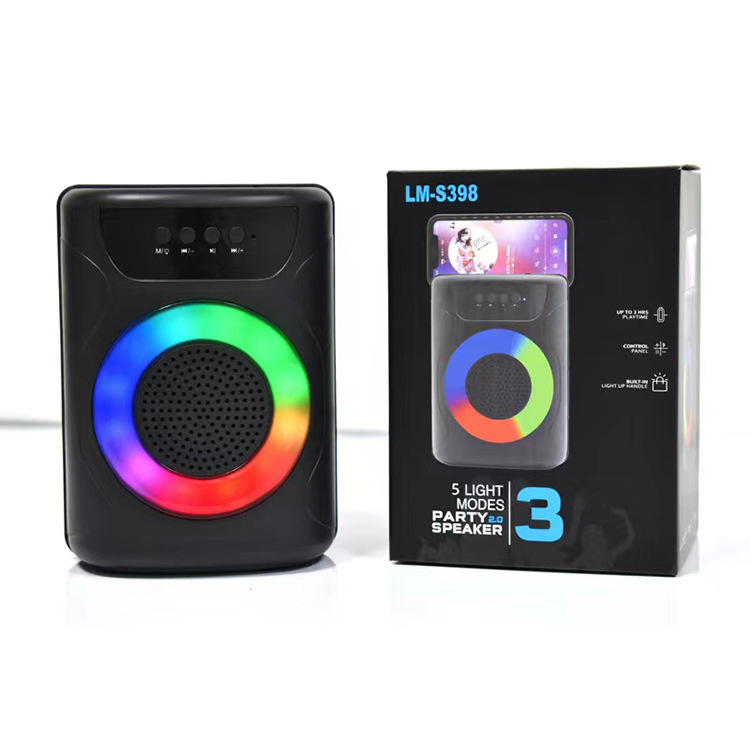 LM-S398 Wireless Bluetooth 3-Inch Portable Audio Retractable High-Power Portable Led Rhythm Aperture Light Speaker.