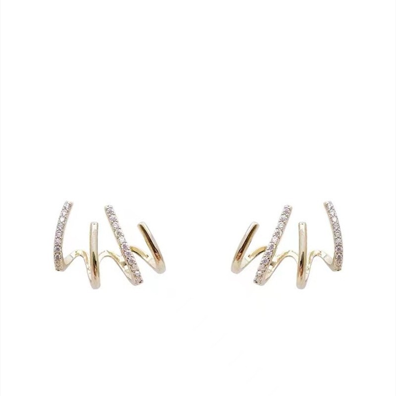 Korean Stud Earrings Women's Niche Design Simple Rhinestone High-Grade Temperament Earrings New Fashion Earrings Best-Seller on Douyin