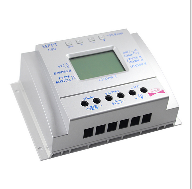 pwm80a光伏发电控制器1000w太阳能电池板控制器带电量显示控制器