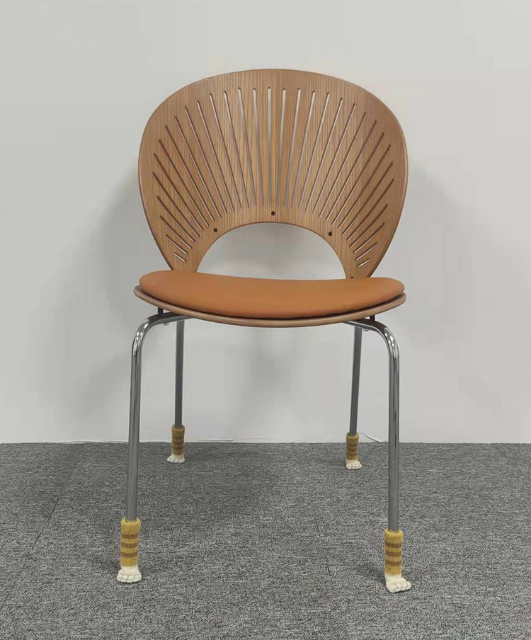 北欧设计师贝壳椅简约家用铁艺太阳椅子现代实木靠背创意餐厅餐椅