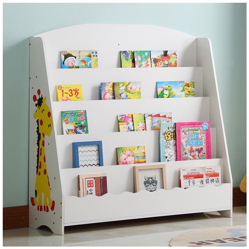 儿童书架绘本架简易书报架学生幼儿园图a书柜展示架收纳柜白原木