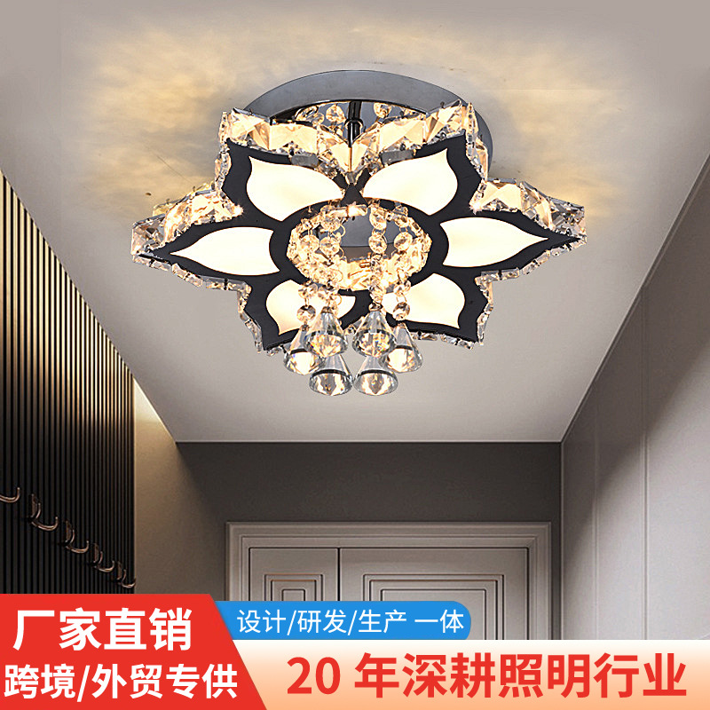 跨境嵌入式LED现代水晶花型吸顶灯创意温馨卧室书房家装灯饰灯具
