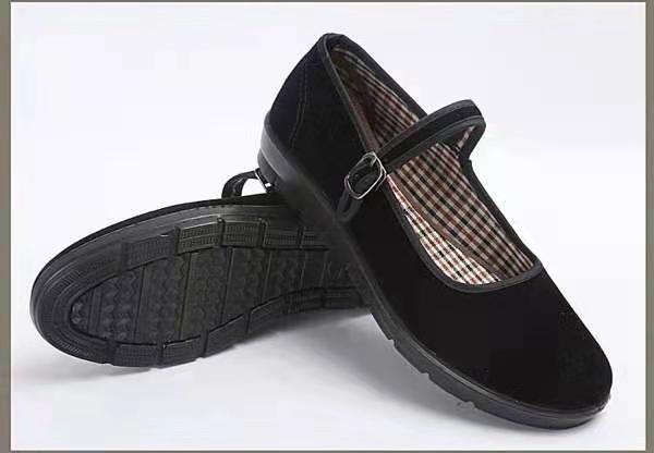 山东鲁泰布鞋平绒女士平跟舞蹈单鞋酒店工作礼仪鞋黑布鞋女鞋